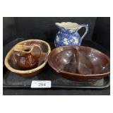 Ceramic Pitcher & Bowls.