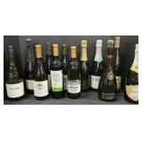 12 Chardonnay, Champagne, Brut, Riesling Bottles.