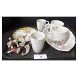 Corelle Mug, Floral Plates, Holiday Duck Figures.