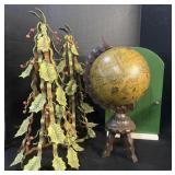 Wooden Globe, Metal Christmas Trees, Wooden Door.