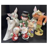 Lot Of Ceramic Holiday Statures.