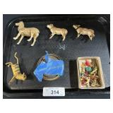 Reverse On Glass Paint, Toy Cows, Cat & Dog.