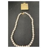 14 KT Gold Pearl Necklace & Earrings.
