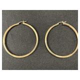 14Kt Gold Etched Hoop Earrings.