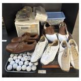 Menï¿½s Shoes, Golf Balls, Golf Book, Iron Covers.