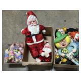 Vintage Plush Toys, Santa, Carnival Clowns.