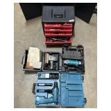 Craftsman Tool Set, Makita Drill, Sander.