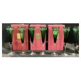 7 Lenox Emerald Holiday Gems Toasting Flutes.