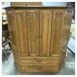 Oak Trapezoidal Media Center/Armoire.