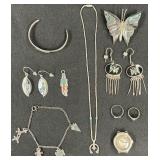 Sterling & Coin Silver Navajo & Mexican Jewelry.