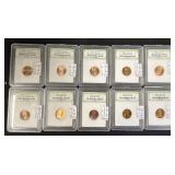 10 Slab 1968-2008 Lincoln Pennies.