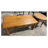 Oak Coffee Table & Queen Ann Style End Table.