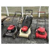 3 Push Mowers, Troy-Bilt, Honda.