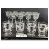 Libbey Silver Leaf Stemware & Frosted Goblets.
