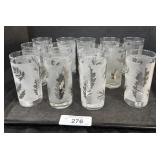 13 Libbey Glass Company Silver Foliage Glasses.