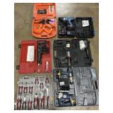 Paslode Nailer, Drills, Ryobi Saw, Pliers Set.