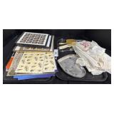 Lot Of Stamps, Small Brushes, Hersheys Dishes.
