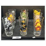 9 Various Looney Tunes Pepsi Glasses.