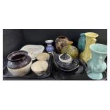 Pottery Vases, Teapot, & Plates.