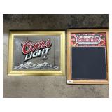 Coors Beer Mirror & Schmidtï¿½s Adv Chalkboard.