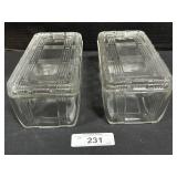 Hazel Atlas Glass Criss Cross Refrigerator Dishes.
