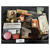 Vintage ADV Tools, Pencils, Cap Gun, Coin Purse.