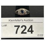 14k White Gold Sapphire & Diamond Ring.