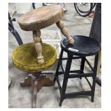(3) Vtg Stools.