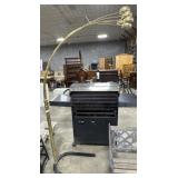 Mid Century Brass Overhead Floor Lamp.