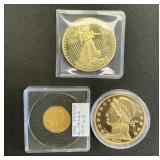 90% Gold 1909 French Gold Coin & 1906 Double