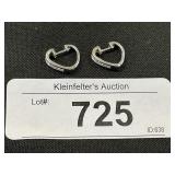 14k White Gold Diamond Hoop Earrings.