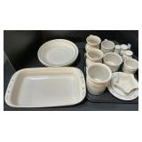 Longaberger Pottery Serviceware, Pie Dishes, Mugs.