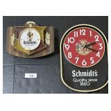 Schmidtï¿½s Bear Lighted Advertising Clocks.