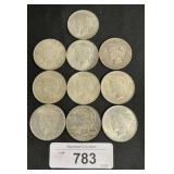 10 90% Silver Peace Dollars.