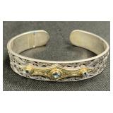 Sterling Silver Bracelet W/18KT Gold Accents.