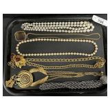 Sterling Clasp Pearl Necklace, Costume Jewelry.