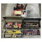Toolboxes w/ Tools, Sockets, Wrenches, Hatchets.