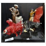 Ceramic Bulls & Bull Tamer Figures.