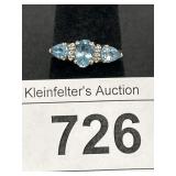 14K Gold Aquamarine & Diamond Ring.