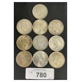 10 90% Silver Peace Dollars.