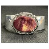 Sterling Silver & Spiny Oyster Cuff  Bracelet.