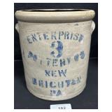 Enterprise Pottery Co. 3 Gal Stoneware Crock.