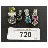 Sterling Silver Pendants, Onyx, Blue Topaz.