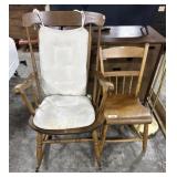 Ornate Oak Side Chair, Maple Rocking Chair.