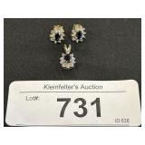 10K Gold Sapphire Stud Earrings & Pendant.