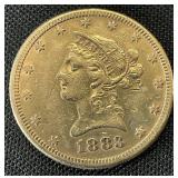 90% Gold 1883 Liberty Eagle $10 Coin.