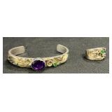Sterling Silver Ring & Silver Cup Bracelet.