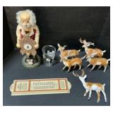 Clockmaker Nutcracker, Advert. Thermometer, Deer.
