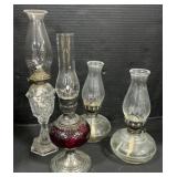 Gorham Silver Plated & Other Oil Hurricane Lamps
