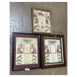 3 Folk Art Bucks/Dauphin Frakturs.